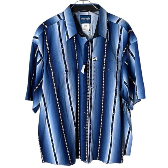 Wrangler Men’s XXL Blue Aztec Stripe Pearl Snap Western Shirt - Picture 1 of 12